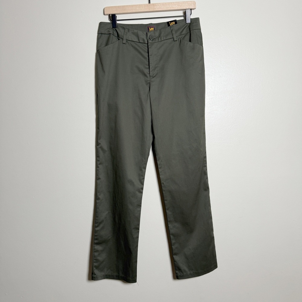 Lee NEW Womens Chino Pants 8 M Green Straight Leg‎ Office Career Minimalist